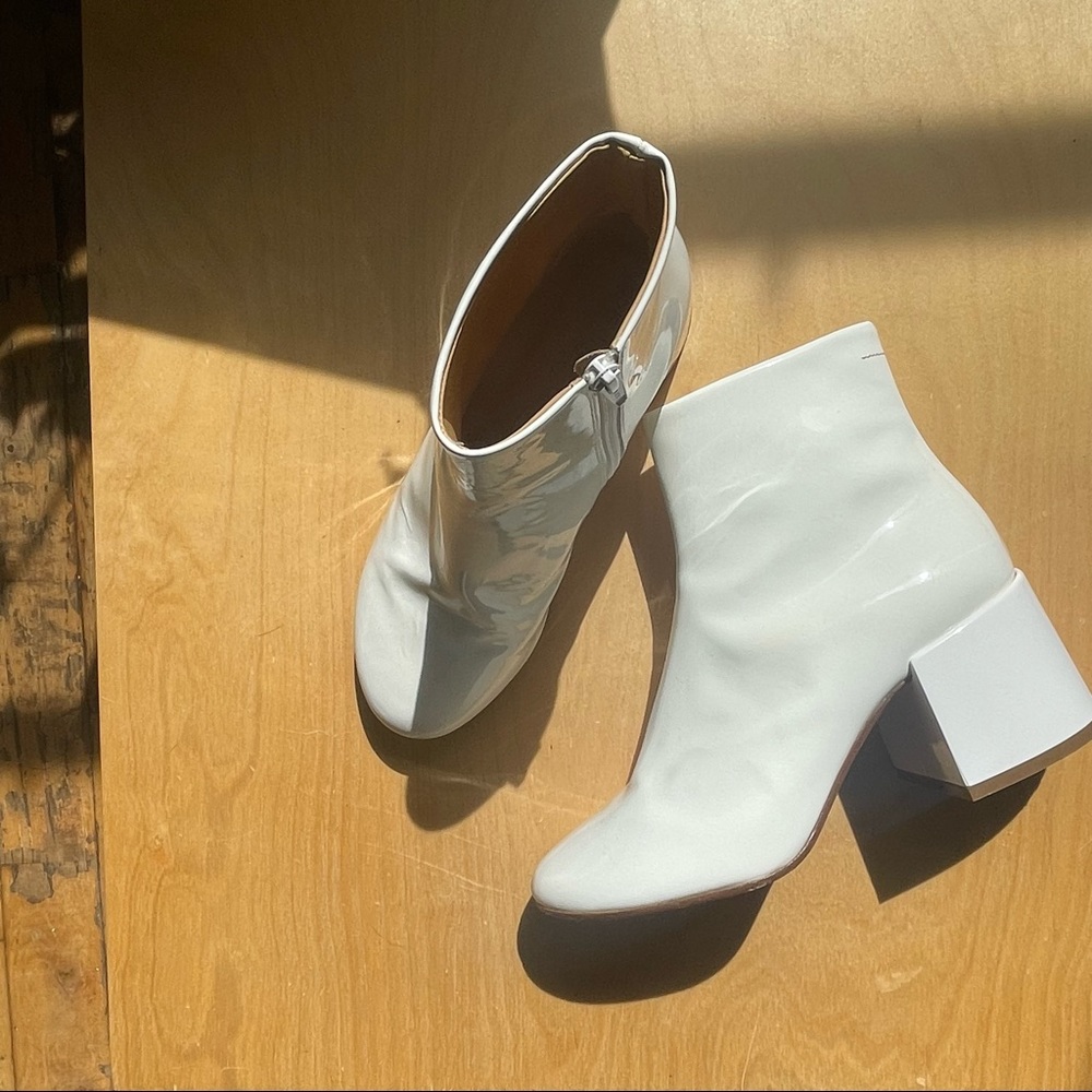 MM6 White Patent Boots